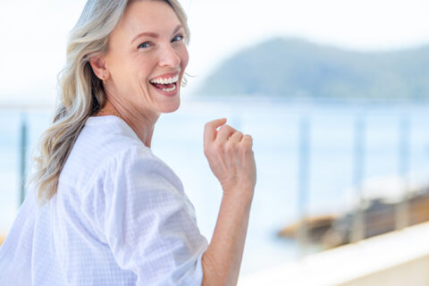 happy woman at the beach